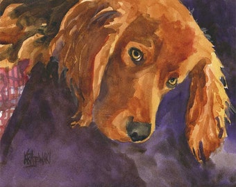 Irish Setter Art Print of Original Watercolor Painting - 8x10