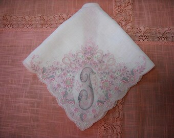 Monogram T Bridal Wedding Handkerchief