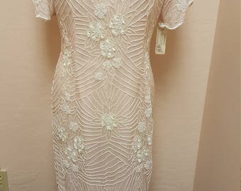 Vintage from Bullocks NWTags Scala pink beaded dress