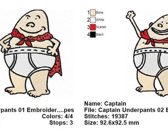 2 Captain Underpants Embroidery Designs