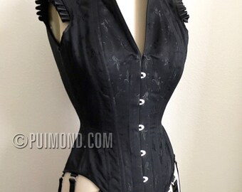 PUIMOND Black Coutil Brocade PY17 CORSET TOP Size 20 In-Stock