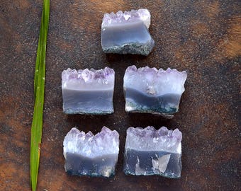 5 Pcs Natural Raw Amethyst Cluster Druzy Rough Gemstone,Healing Amethyst Crystal Rough,40x38x15mm,915Cts#3843