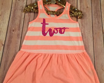 Second Birthday Dress Gold Birthday Shirt Baby Girl 2nd Birthday Pink Sparkle Two Shirt 2nd Birthday Shirt Cake Smash 2nd Birthday Outfit