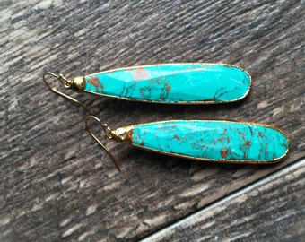 Turquoise Earrings,Turquoise Earrings Gold,Turquoise Dangle Earrings,Simple Turquoise Earrings,Turquoise Jewelry,Gold Turquoise Earring