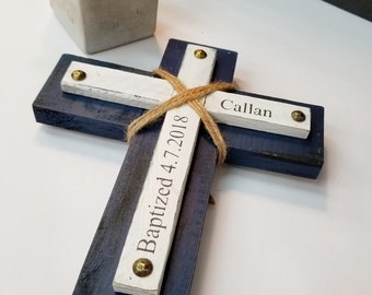 PERSONALIZED WOOD CROSS/Baptism Gift Boy Girl/10" X 8" Cross/Christening Gift/Godparents/Nursery Decor/New Baby/First Holy Communion