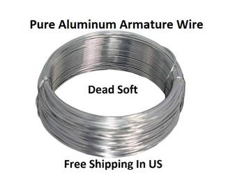 25 Ft Pure Aluminum Armature Wire Dead Soft Coil Sizes 6 - 8 - 10 - 12 - 14 - 16 - 18 & 20 Gauges