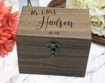 Personalized Wood Recipe Box, Engraved Recipe Box, Custom Wood Recipe Box For Wedding, Wedding Gift, Bridal Shower WRB200