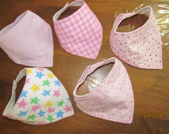 Bandanna Bibs, Baby Bibs, Pink Bibs, Drool Bibs, Baby Bandanna Bibs, Baby Girl Bibs - set #3