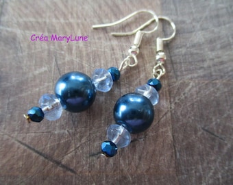 Earrings blue surgical steel hooks