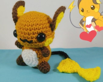Pokemon Raichu Chibi Crochet Plushie, Pikachu Evolution, Cute Amigurumi Stuffed Toy, Made to Order
