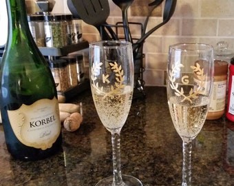Engagement Champagne Flutes Set- FREE Monogram Personalization Available