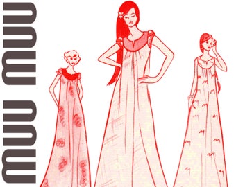 Vintage Muu Muu Pattern Polynesian Dress LIFESTYLE PATTERNS 3200 UNCUT bust 32.5-38 Hawaiian Dress Long Muu Muu Round Yoke Dress Pattern