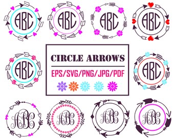 Arrows Circle Svg - Arrows Monogram Svg - Arrows clipart for Design/Print/ Silhouette Cameo/Cricut and More (Inclued eps/svg/png/jpg/pdf)