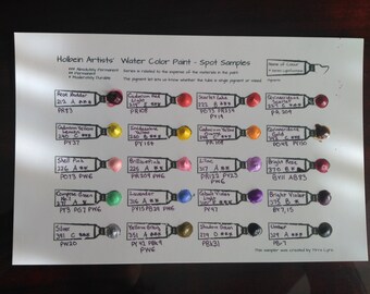 SALE | Holbein Watercolour Paint Spot Sample Card | 20 Dots of Paint to Try Out