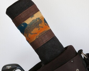 Limited Pendleton Wool Golf Club Driver Head Cover, Golf Club Driver Headcover, Golf Club Cover, Buffalo Driver Cover, Black Golf Club Cover