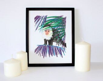 Capuchin Monkey, Monkey Series, Oil Pastel, Rainforest Monkey