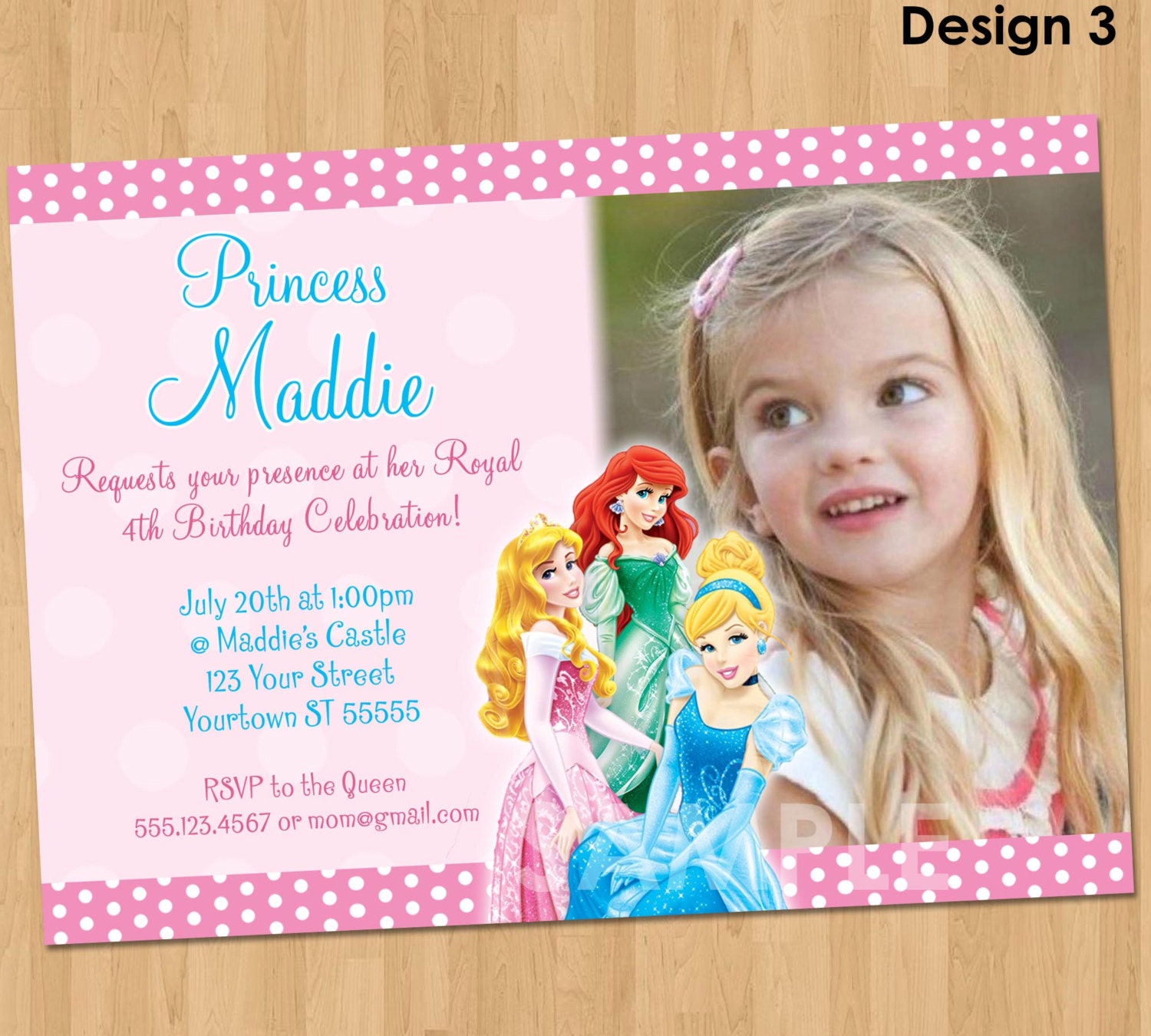 free printable disney princess birthday invitations