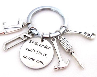 Grandpa Keychain,Grandpa Gift,If Grandpa Can't fix it no one can, Father's Day gift,Hand Tools Keychain,Gift for Granddad, Free Shipping USA
