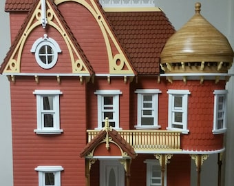 Adelaide Victorian Mansion Wooden Dollhouse Kit, Scale One Inch