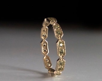Peridot Eternity ring - green stone ring - thin band - dainty gold ring - stacking ring - light green
