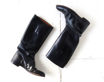 Vintage Riding Boots | Black Leather Boots | Equestrian Boots | Size 9