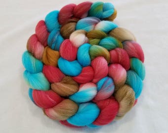 Hand Dyed Roving - Targhee/Bamboo/Silk - 80/10/10 - Spinning Fiber - 4 ounces