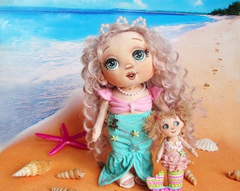 dolls, handmade dolls, rag dolls, textile dolls, handmade dolls, cloth dolls, fabric dolls,mermaid,gift girl