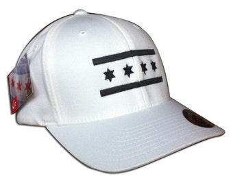 White w/Black Chicago Flag Hat