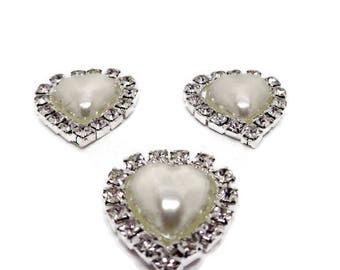 2 rhinestone flatbacks, pearl rhinestones, pearl flatbacks, flower centres, heart flatbacks, pearl hearts hair embellishment, uk rhinestones