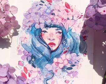 Original Art - Hydrangea Girl