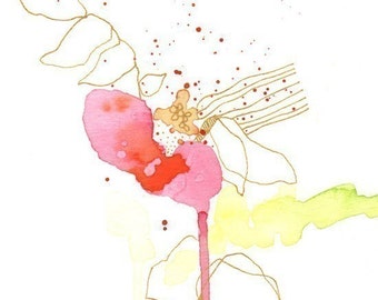 Blossoms Series 01 art giclee PRINT 8.5x11 from mix media watercolor drawing- wall art -art for home