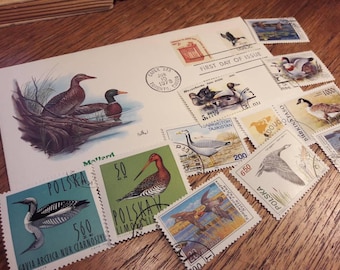 Ducks and Waterfowls postage stamps PLUS one First Day Cover
