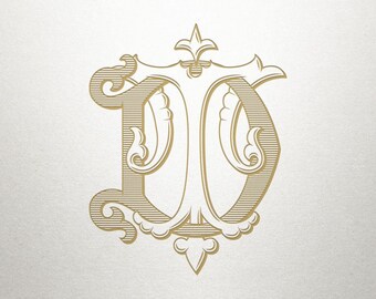 Custom Vintage Initials - DT TD - Vintage Initials - Digital