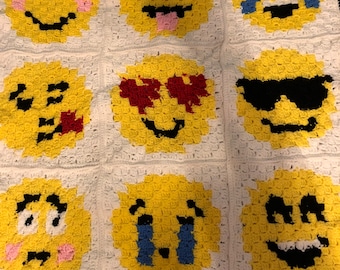 Birthday blanket kids teen Personalized lap blanket crochet Emojis!!!!
