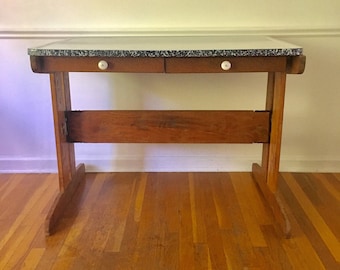 Vintage Porcelain Enamel Top Table