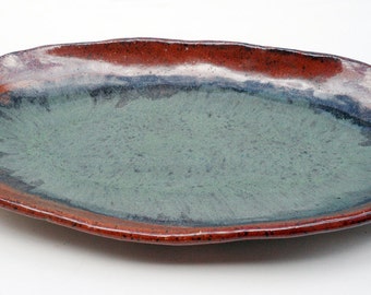 Green galaxy oval plate