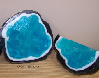 GEODE SOAP ~ Geode Soap Rock Crystal Formation Blue Quartz Aquamarine Soap Rocks All Sizes