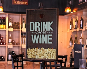 24x36 Wine Cork Holder / Wall Decor Art - "Drink more Wine" / Wine Quotes
