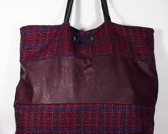 SALE!!! Large bag, Tote Bag / Women's Handbag / Eggplant leather bag, Eggplant Bag