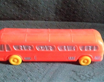 Vintage Blow mold Bus Greyhound Plastic Greyhound Bus 9.5" Long
