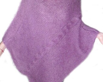 Hand knitted mohair poncho