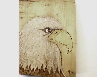 Eagle Wall Hanging Pyrography Log Wedge