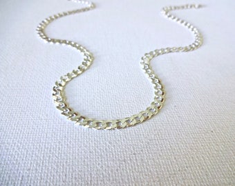 Handmade 925 Sterling Silver Heavy Curb Chain Necklace; Simple Statement Necklace; Silver Heavy Chain Necklace; Layering Sterling Necklace