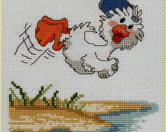 Janlynn, Suzy's Zoo, Counted Cross Stitch Kit, #38-186, Dive Right In, Suzy Spafford, cross stitch kit, home decor, nursery decor, gift