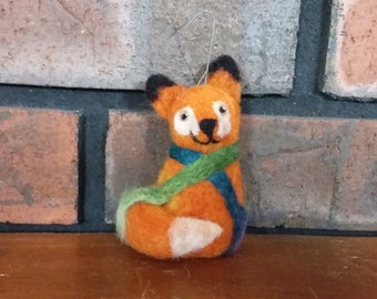 Fox Christmas Ornament Needle Felted