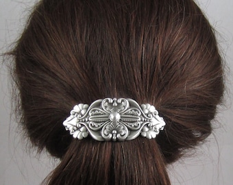Old World Vintage French Barrette 80mm- Large Barrette- Hair Accessories- Hair Clip- Silver Barrette