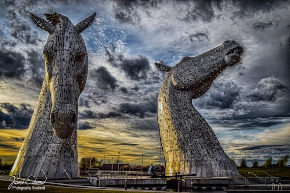 Kelpies Digital Download, Photographic print, Scotland, Falkirk, Homedecor, landmark photography, scottish photography, fine art photography