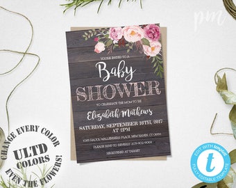 Rustic Baby Shower Invitation Template Girl Baby Shower Invite