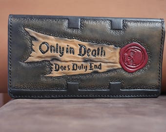 Handmade long wallet natural leather stylished by Warhammer 40k - Inquisition