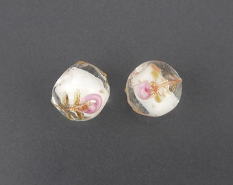 2 x 11mm (10) flower lampwork glass bead